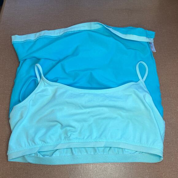 Vintage Y2K Faded Glory Double Layer built in bra cami tank turquoise blue XL - Picture 7 of 11